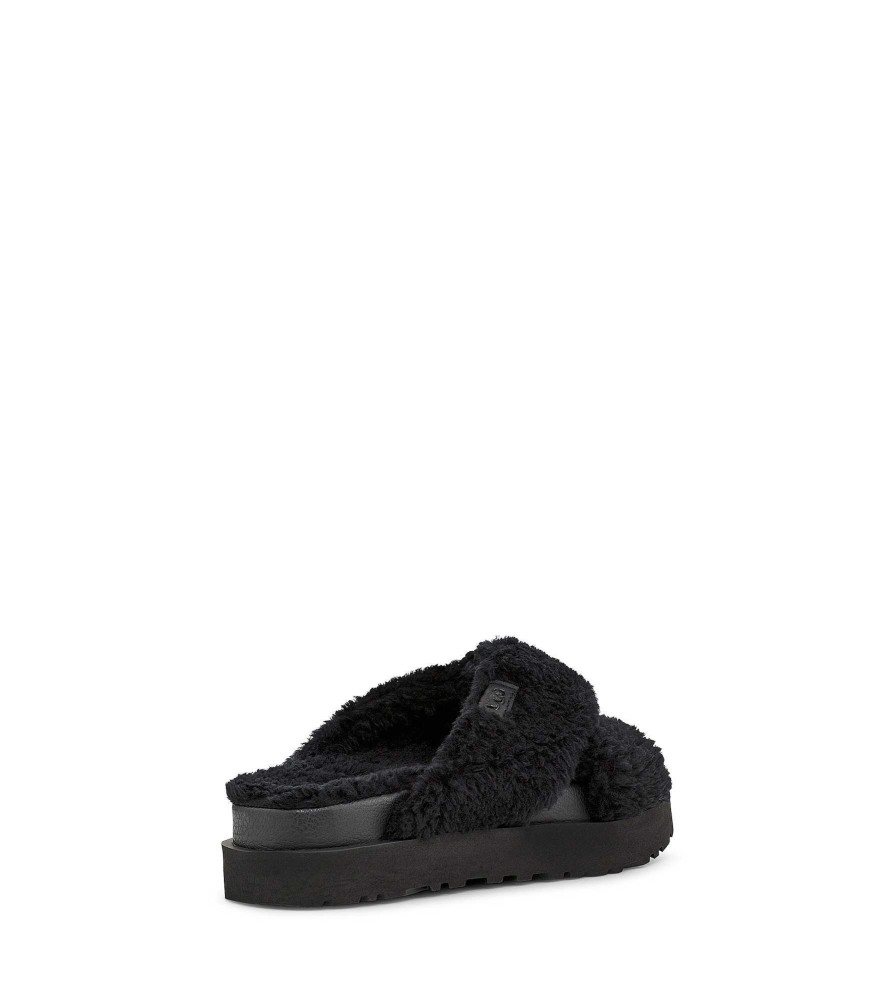 Naiset UGG | Fuzz Sugar Cross Slide Musta