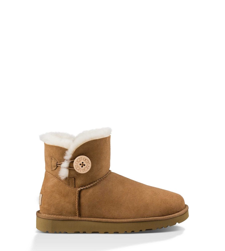 Naiset UGG Klassiset saappaat | Mini Bailey Button II, Ugg Kastanja