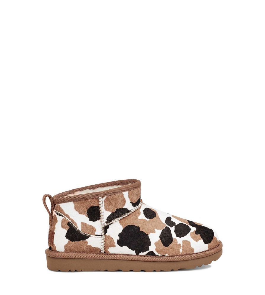 Naiset UGG Klassiset saappaat | Klassinen Ultra Mini Cow Print Kastanja